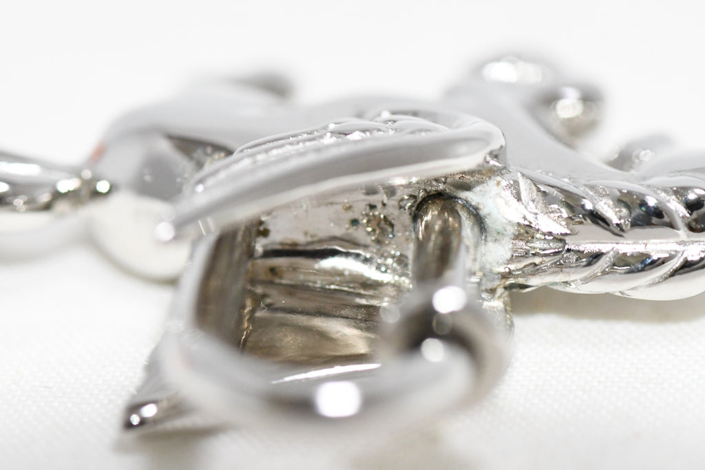 Hermes Cadena Silver Pegasus horse motif bag charm lock Ex+