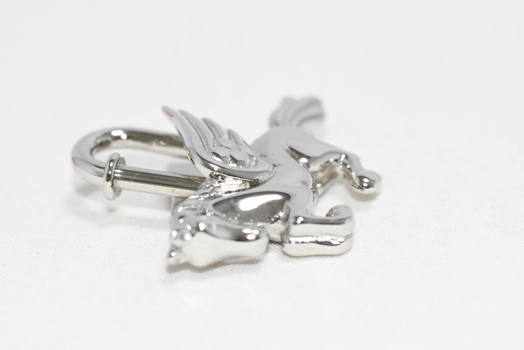Hermes Cadena Silver Pegasus horse motif bag charm lock Ex+