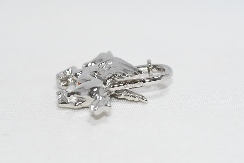 Hermes Cadena Silver Pegasus horse motif bag charm lock Ex+