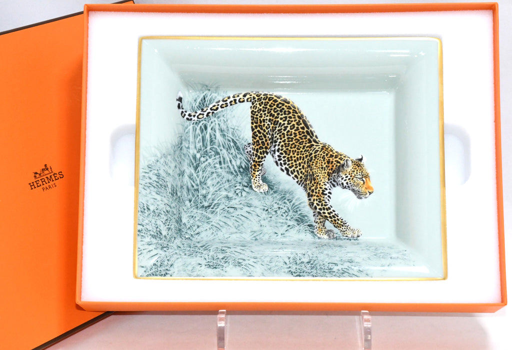 Hermes Carnets d'Equateur Change tray porcelain Ashtray plate jaguar panther