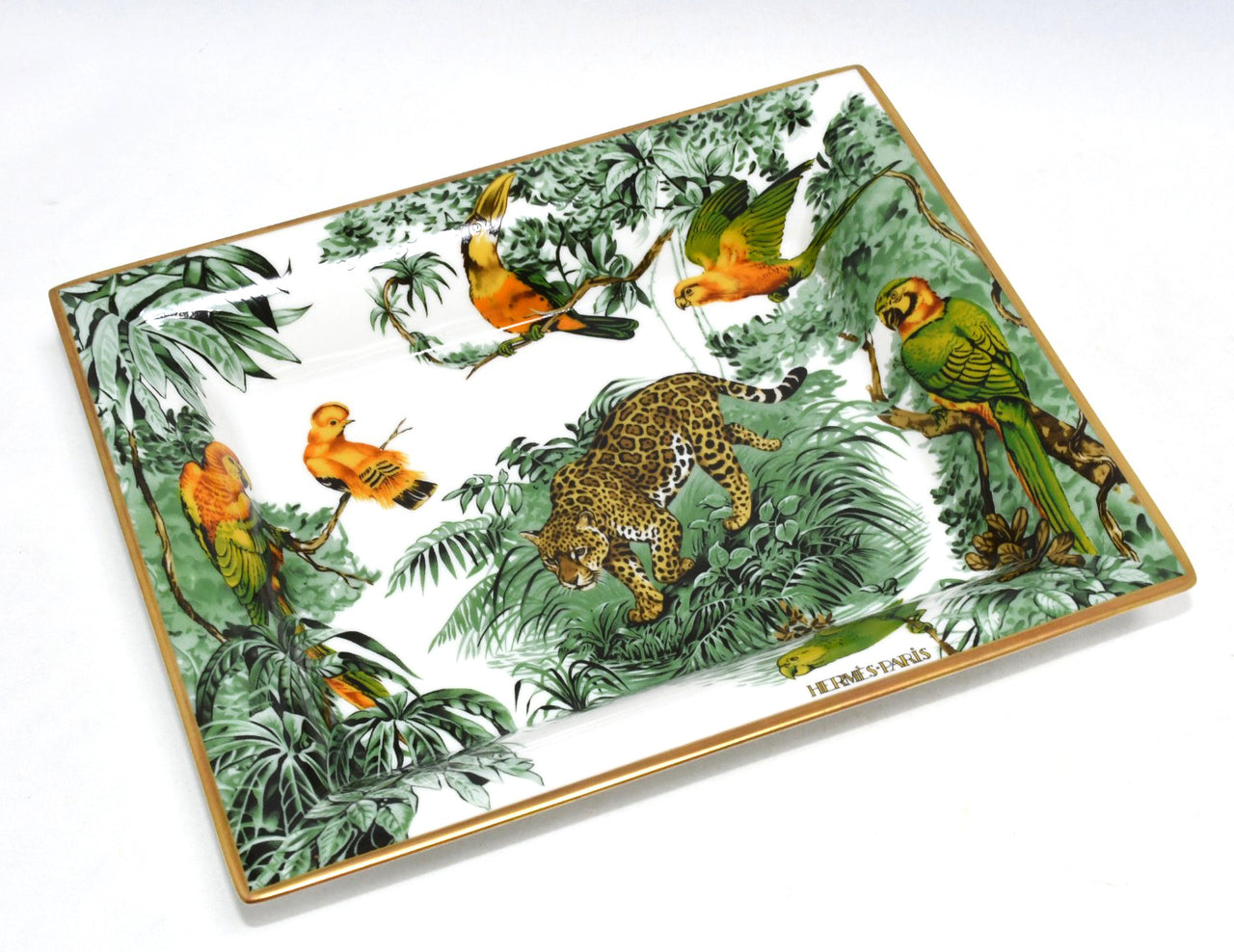 Hermes Carnets d'Equateur Change tray porcelain Ashtray plate panther jaguar