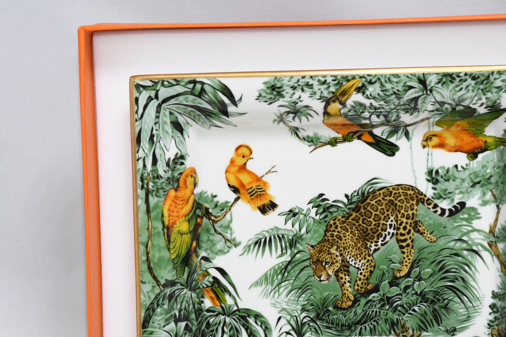 Hermes Carnets d'Equateur Change tray porcelain Ashtray plate panther jaguar