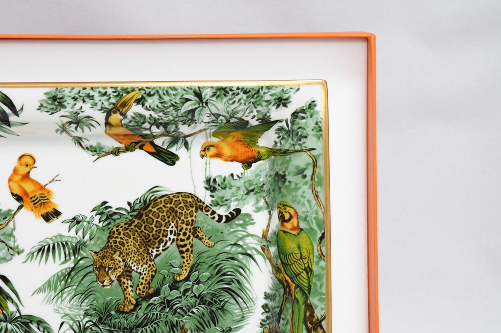 Hermes Carnets d'Equateur Change tray porcelain Ashtray plate panther jaguar