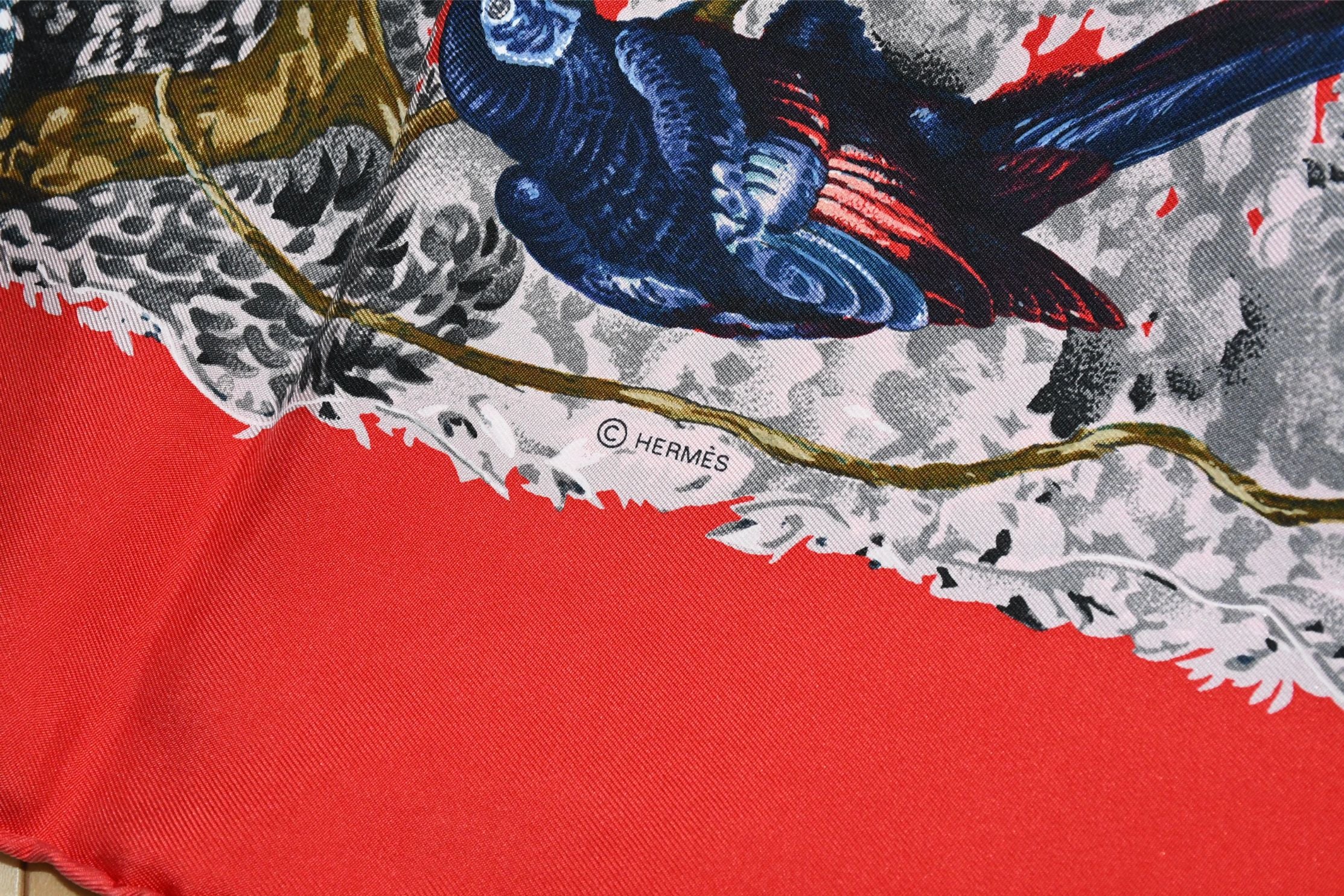 Hermes Carre Wash Scarf EQUATEUR 90 cm silk red Carre panther