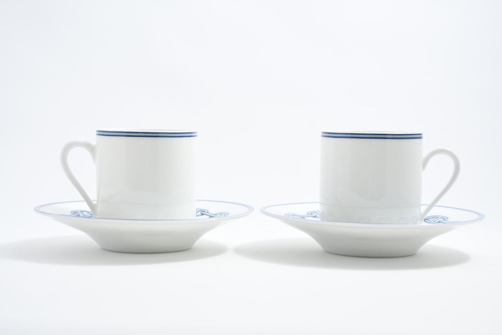 Hermes Chaine D'ancre Demitasse Cup and Saucer 2 Set blue tableware Espresso