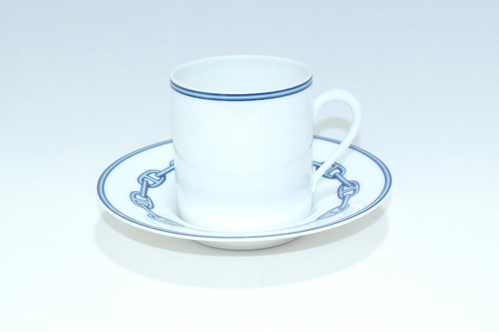 Hermes Chaine D'ancre Demitasse Cup and Saucer 2 set Blue Espresso Dinnerware M21