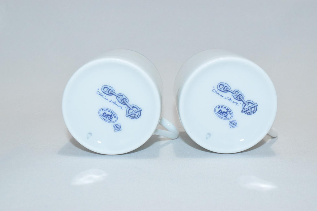 Hermes Chaine D'ancre Demitasse Cup and Saucer 2 set Blue Espresso Dinnerware M21