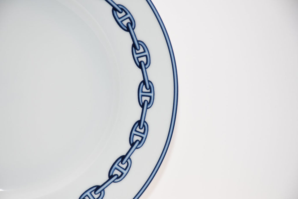 Hermes Chaine D'ancre Dessert Plate 22cm blue porcelain 8.9" M03