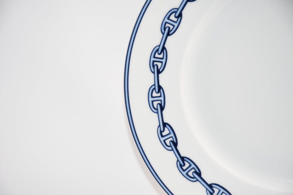 Hermes Chaine D'ancre Dessert Plate 22cm blue porcelain 8.9" M03