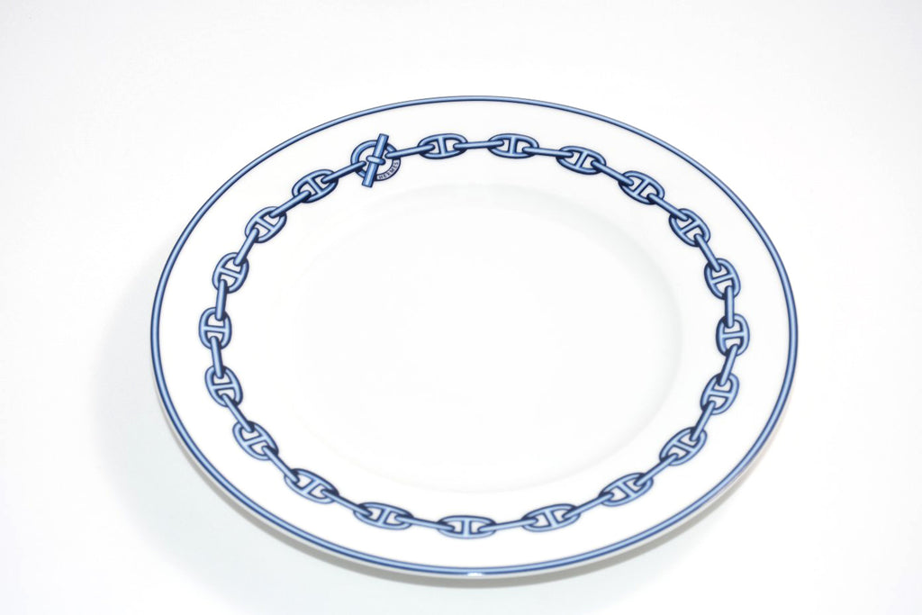 Hermes Chaine D'ancre Dessert Plate 22cm blue porcelain 8.9" M03