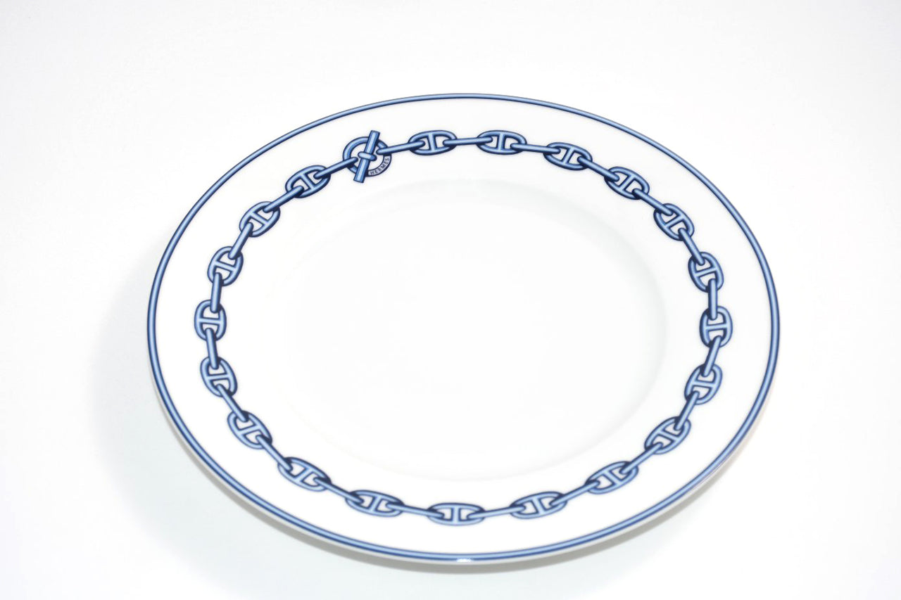 Hermes Chaine D'ancre Dessert Plate 22cm blue porcelain 8.9" M03