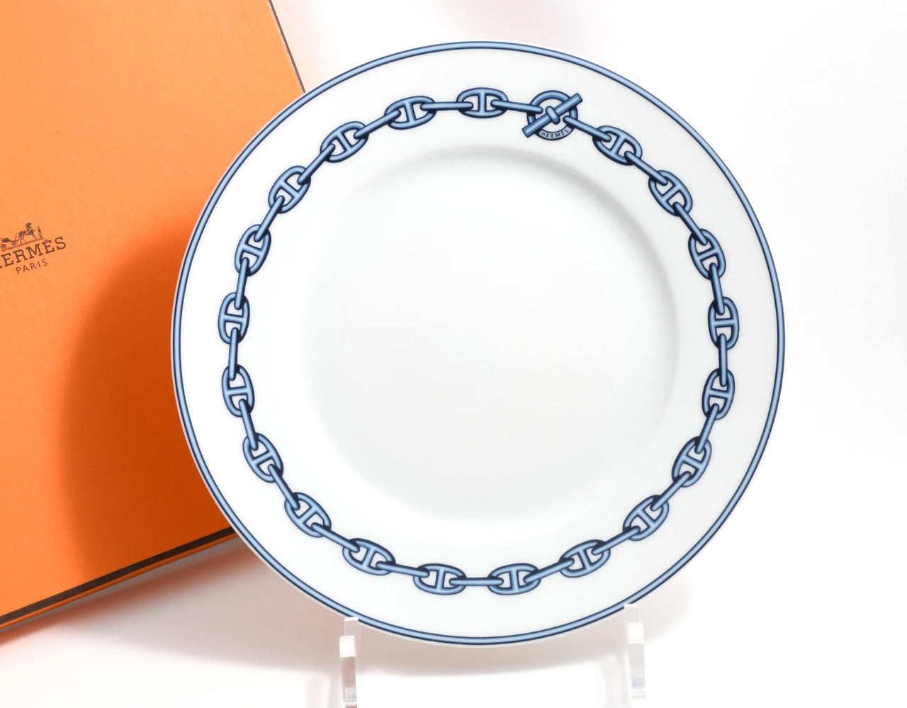 Hermes Chaine D'ancre Dessert Plate 22cm blue porcelain 8.9" 0109