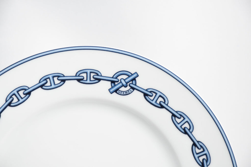 Hermes Chaine D'ancre Dessert Plate 22cm blue porcelain 8.9" 0109