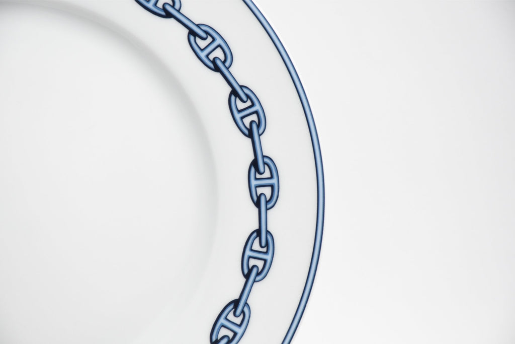 Hermes Chaine D'ancre Dessert Plate 22cm blue porcelain 8.9" 0109