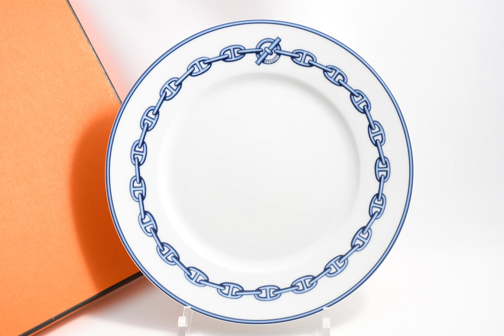 Hermes Chaine D'ancre Dessert Plate 22cm blue porcelain 8.9" 012