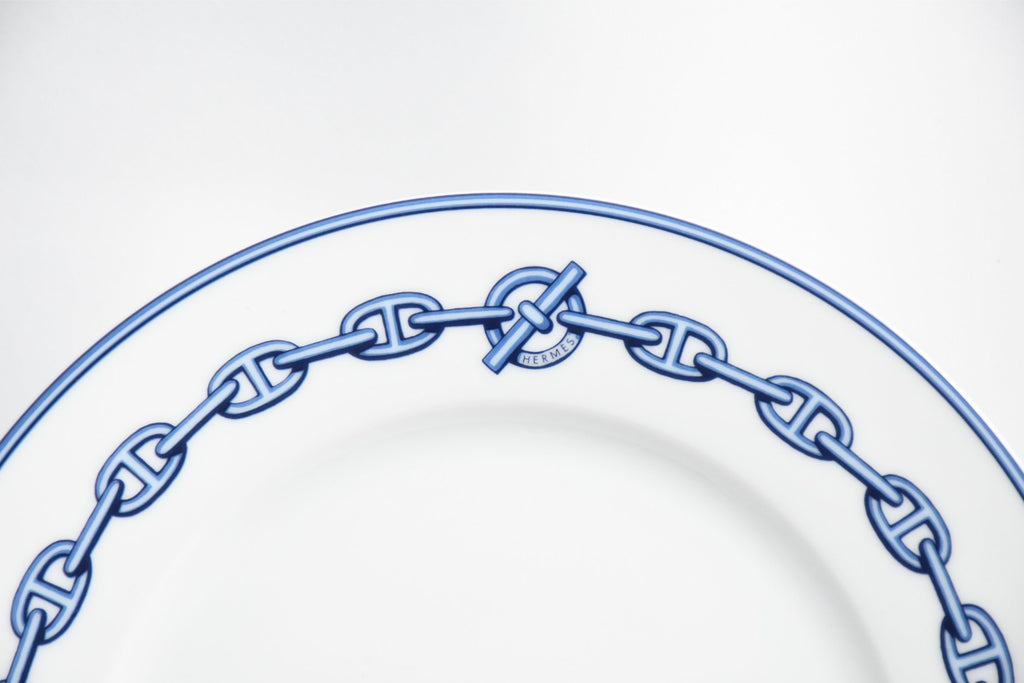 Hermes Chaine D'ancre Dessert Plate 22cm blue porcelain 8.9" 012