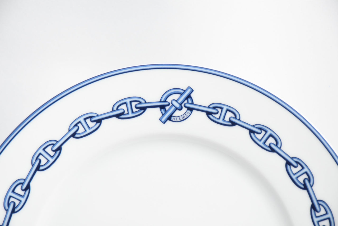 Hermes Chaine D'ancre Dessert Plate 22cm blue porcelain 8.9" 012