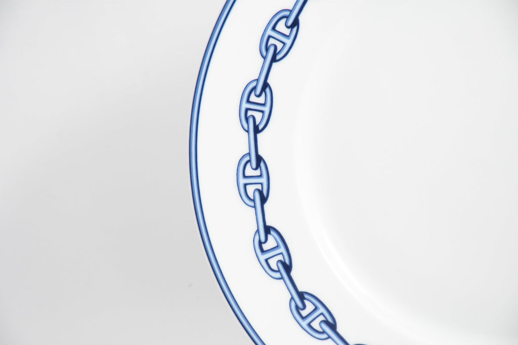 Hermes Chaine D'ancre Dessert Plate 22cm blue porcelain 8.9" 012