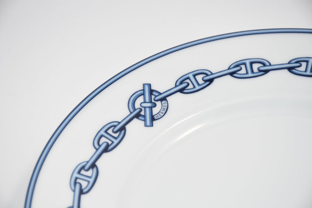 Hermes Chaine D'ancre Dessert Plate 22cm blue porcelain 8.9" 082