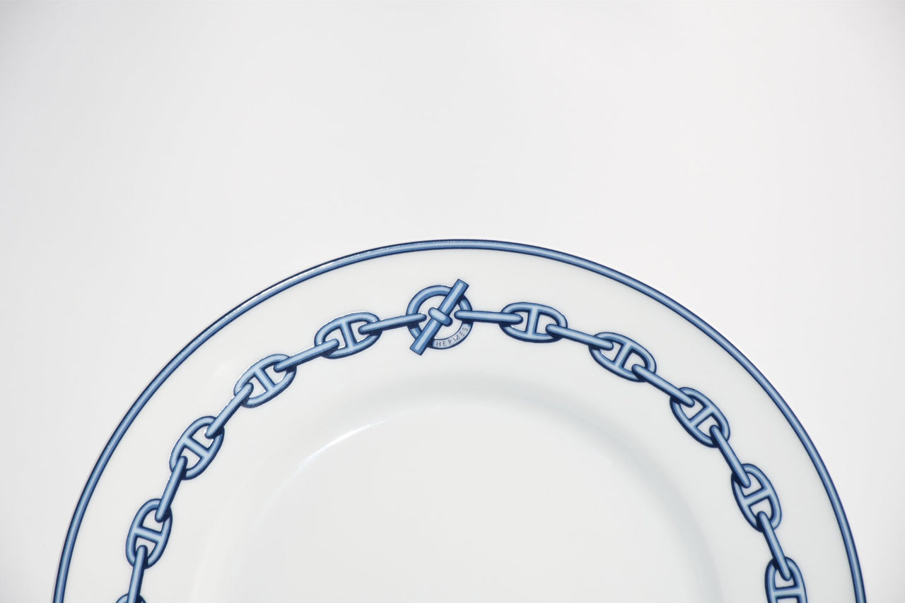 Hermes Chaine D'ancre Dessert Plate 22cm blue porcelain 8.9" 082
