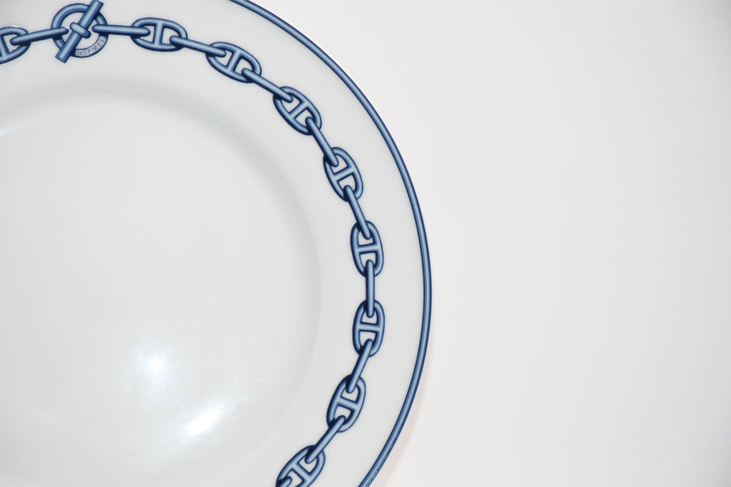 Hermes Chaine D'ancre Dessert Plate 22cm blue porcelain 8.9" 082