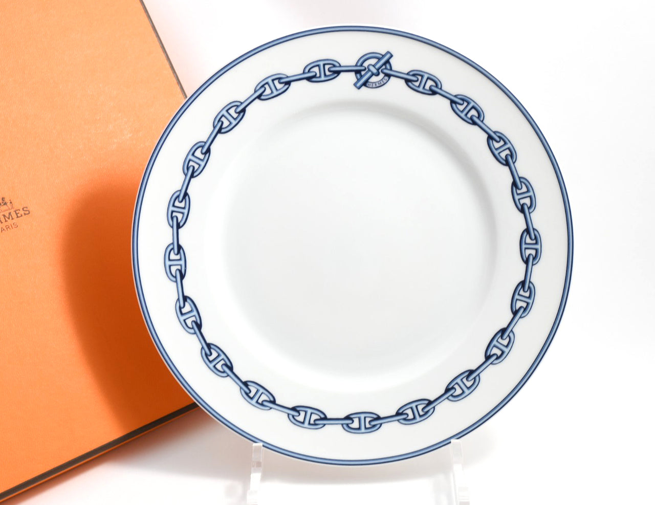 Hermes Chaine D'ancre Dessert Plate 22cm blue porcelain 8.9" 098