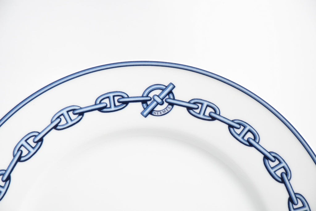 Hermes Chaine D'ancre Dessert Plate 22cm blue porcelain 8.9" 098