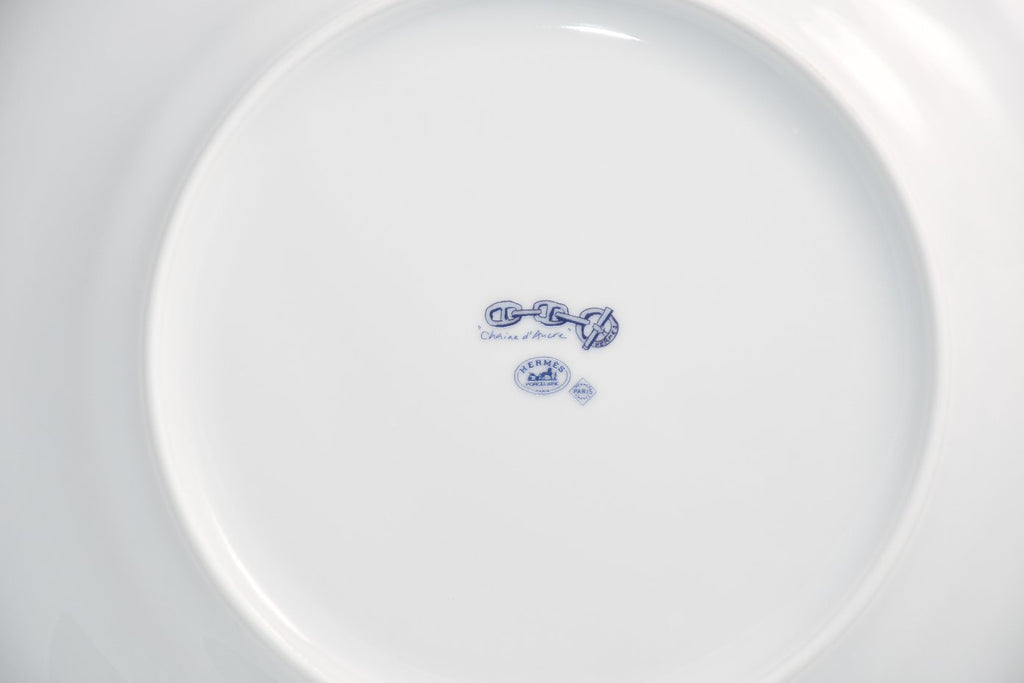 Hermes Chaine D'ancre Dinner Plate 27 cm blue porcelain dinnerware 10.6” 001
