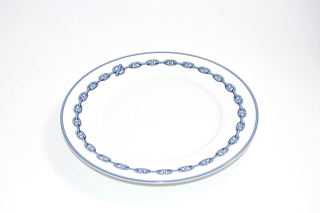 Hermes Chaine D'ancre Dinner Plate 27 cm blue porcelain dinnerware 10.6” 001