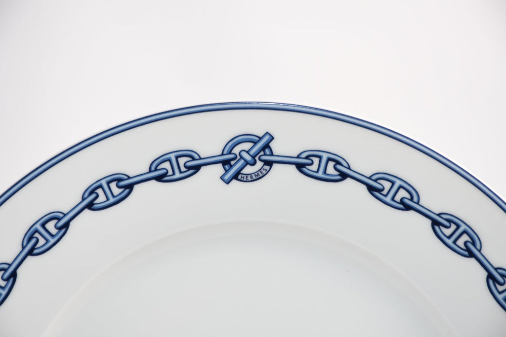 Hermes Chaine D'ancre Dinner Plate 27 cm blue porcelain dinnerware 10.6” 001