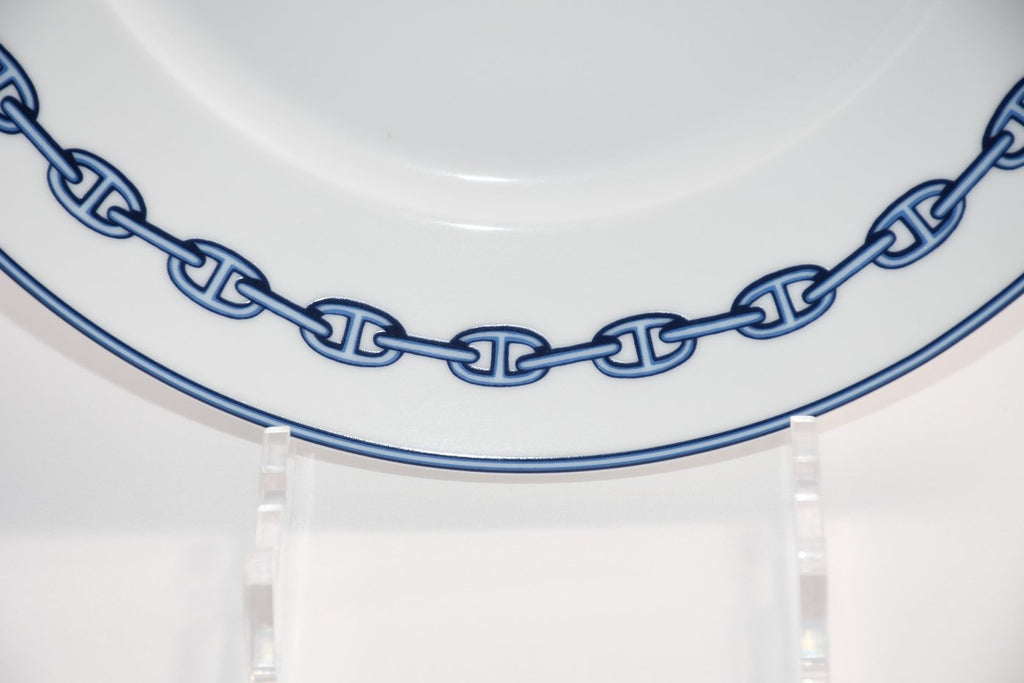 Hermes Chaine D'ancre Dinner Plate 27 cm blue porcelain dinnerware 10.6” 001