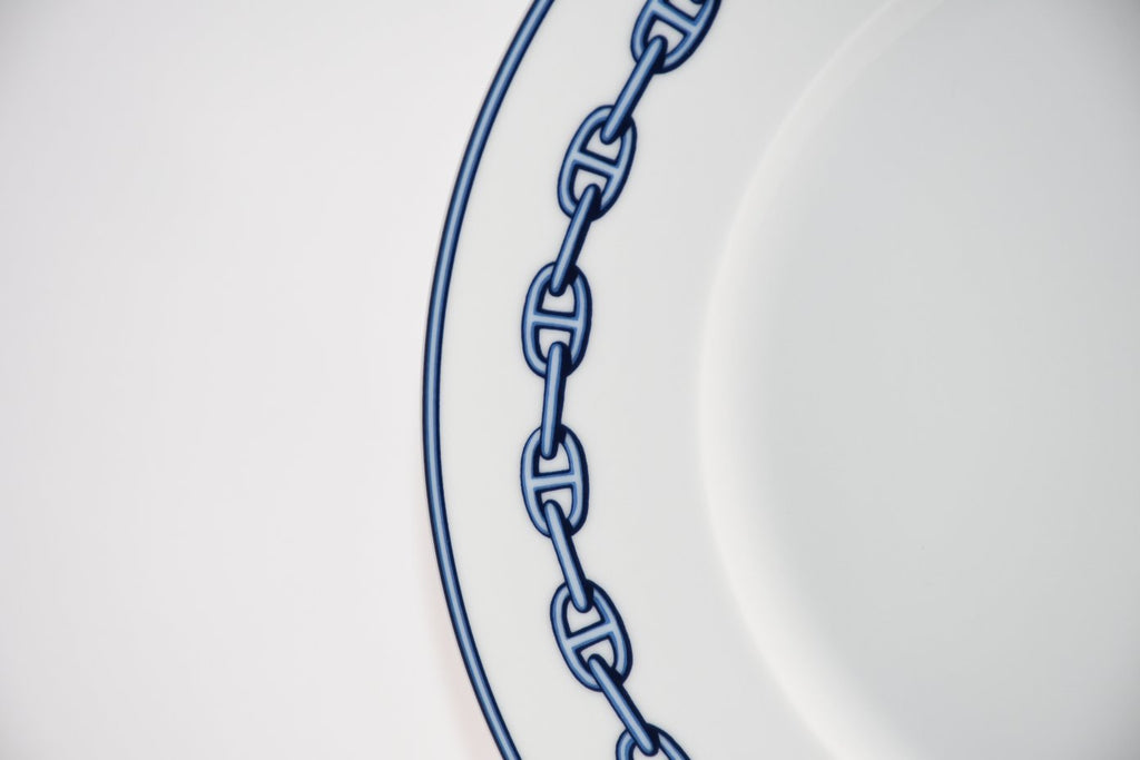 Hermes Chaine D'ancre Dinner Plate 27 cm blue porcelain dinnerware 10.6” 001