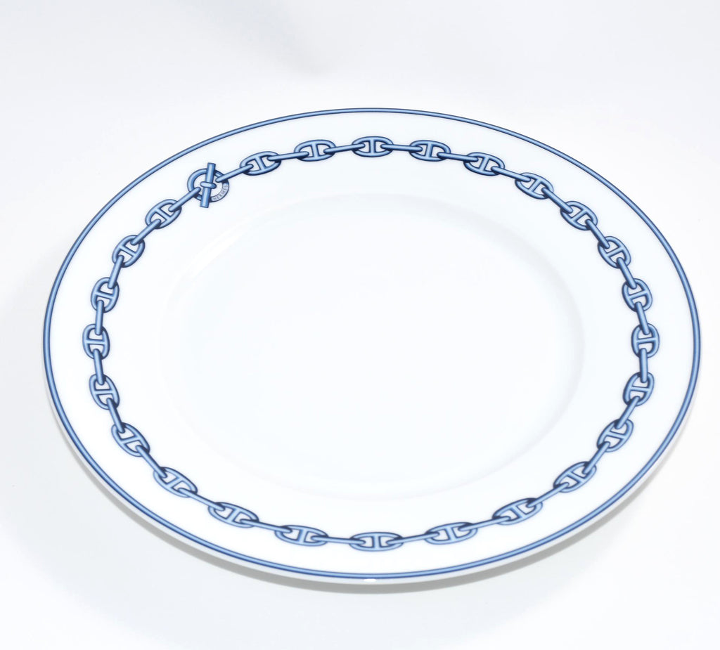 Hermes Chaine D'ancre Dinner Plate 27 cm blue porcelain dinnerware 10.6” 023