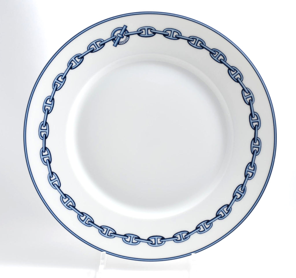 Hermes Chaine D'ancre Dinner Plate 27 cm blue porcelain dinnerware 10.6” 023