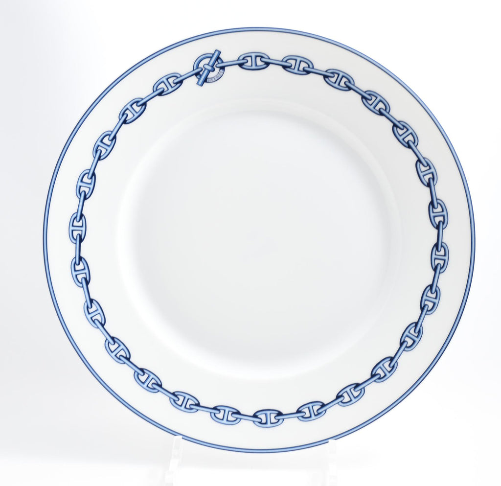 Hermes Chaine D'ancre Dinner Plate 27 cm blue porcelain dinnerware 10.6” 023