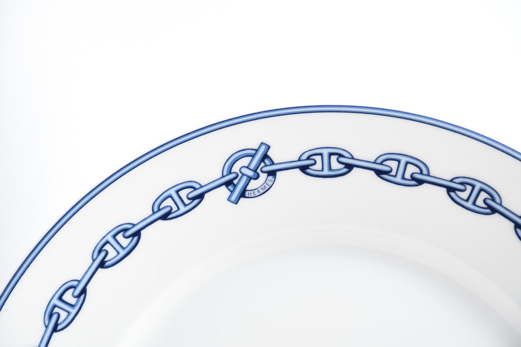 Hermes Chaine D'ancre Dinner Plate 27 cm blue porcelain dinnerware 10.6” 023