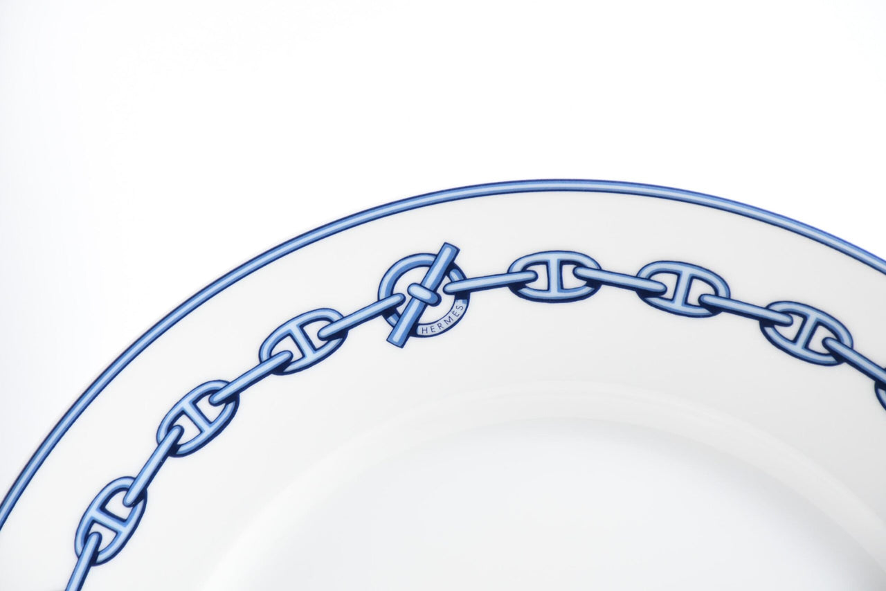 Hermes Chaine D'ancre Dinner Plate 27 cm blue porcelain dinnerware 10.6” 023