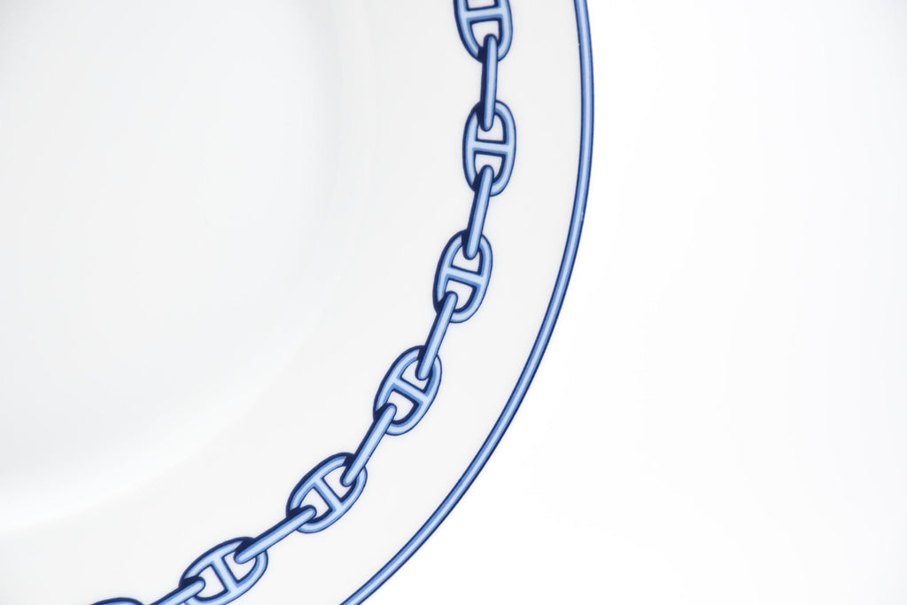 Hermes Chaine D'ancre Dinner Plate 27 cm blue porcelain dinnerware 10.6” 023