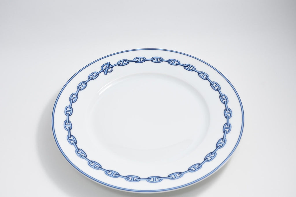 Hermes Chaine D'ancre Dinner Plate 27 cm blue porcelain dinnerware 10.6” 061