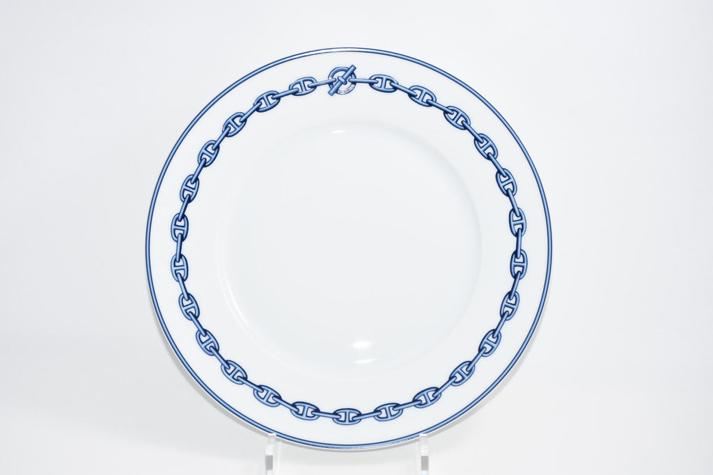 Hermes Chaine D'ancre Dinner Plate 27 cm blue porcelain dinnerware 10.6” 061