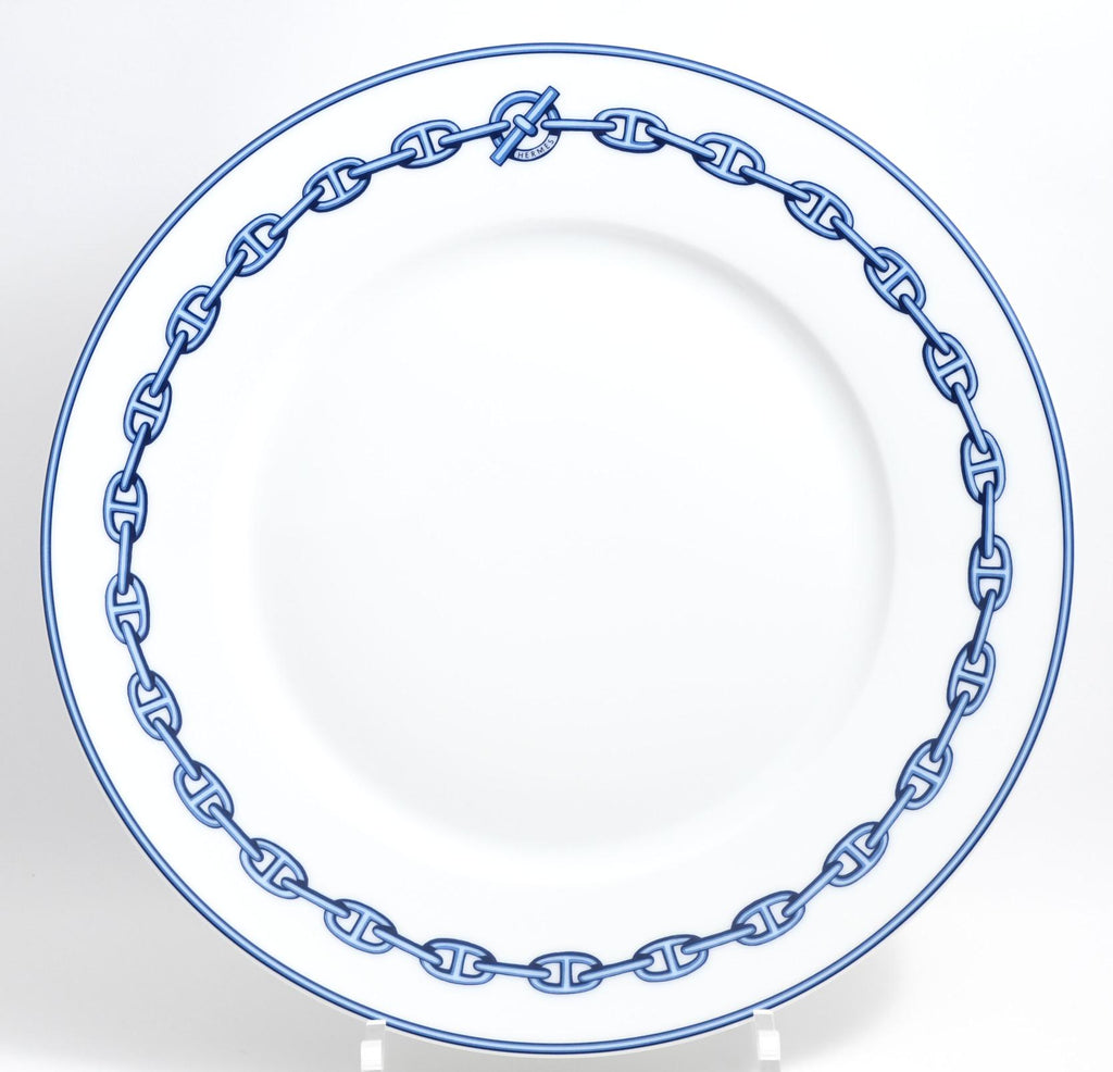 Hermes Chaine D'ancre Dinner Plate 27 cm blue porcelain dinnerware 10.6” 061