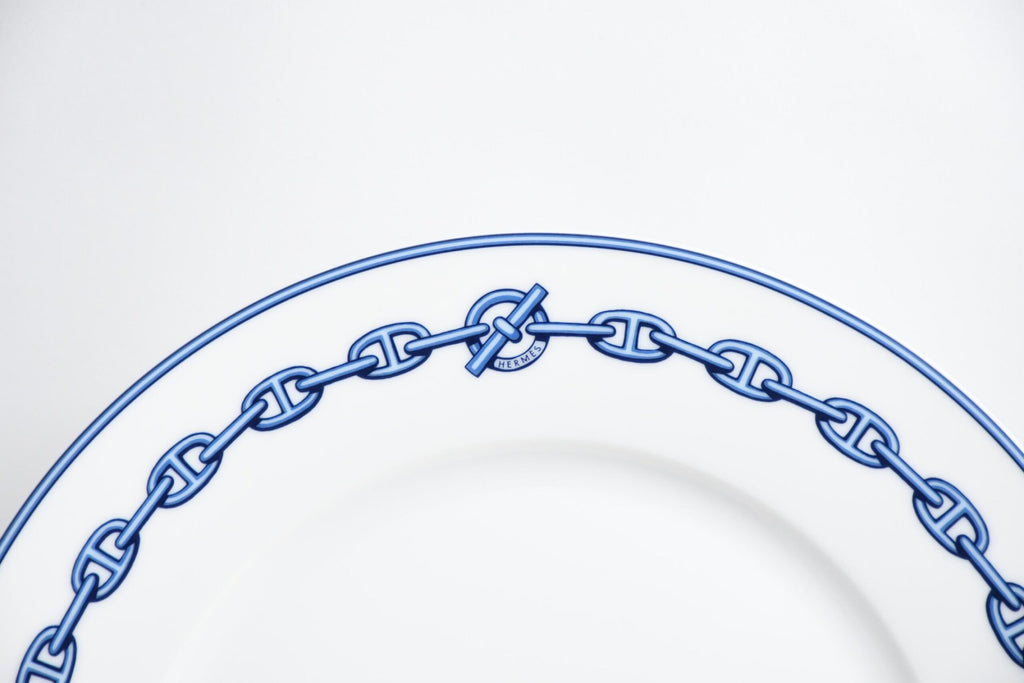 Hermes Chaine D'ancre Dinner Plate 27 cm blue porcelain dinnerware 10.6” 061