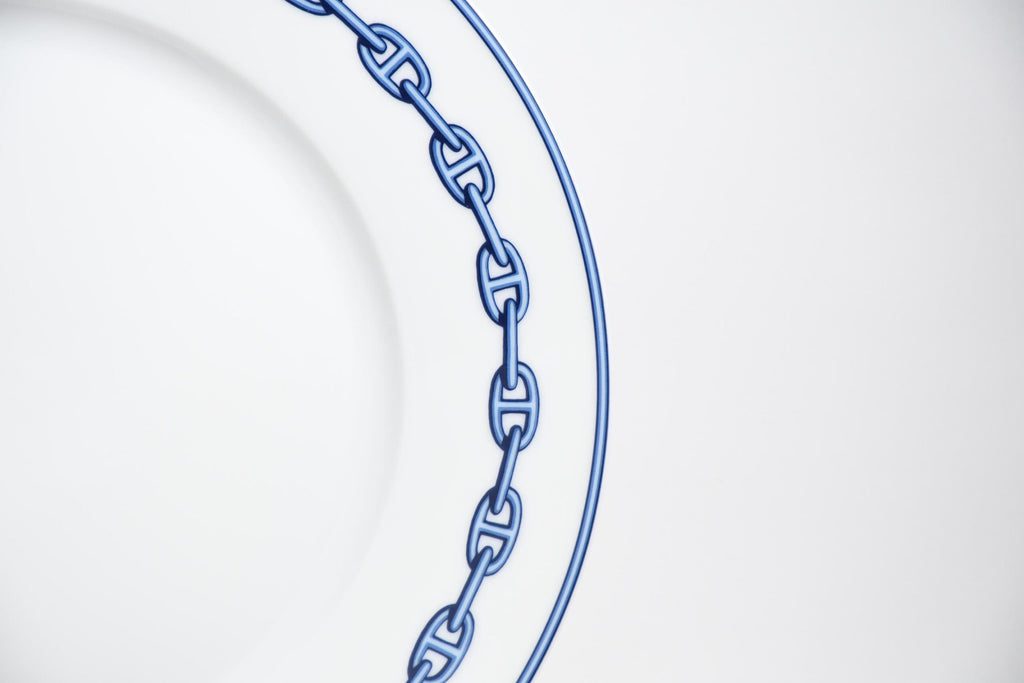 Hermes Chaine D'ancre Dinner Plate 27 cm blue porcelain dinnerware 10.6” 061