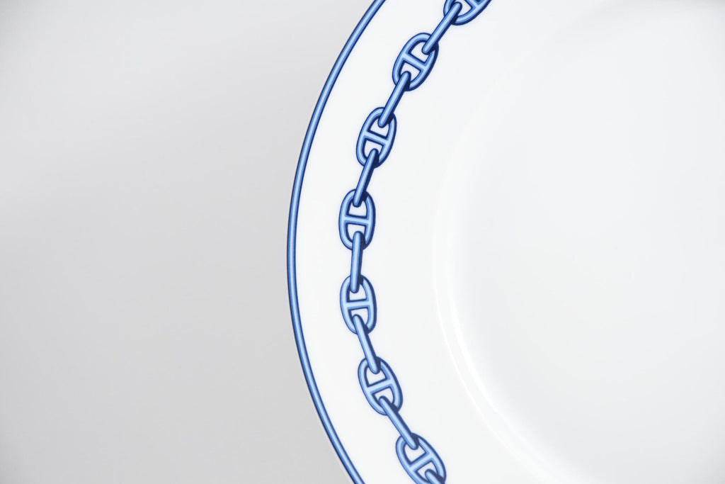 Hermes Chaine D'ancre Dinner Plate 27 cm blue porcelain dinnerware 10.6” 061