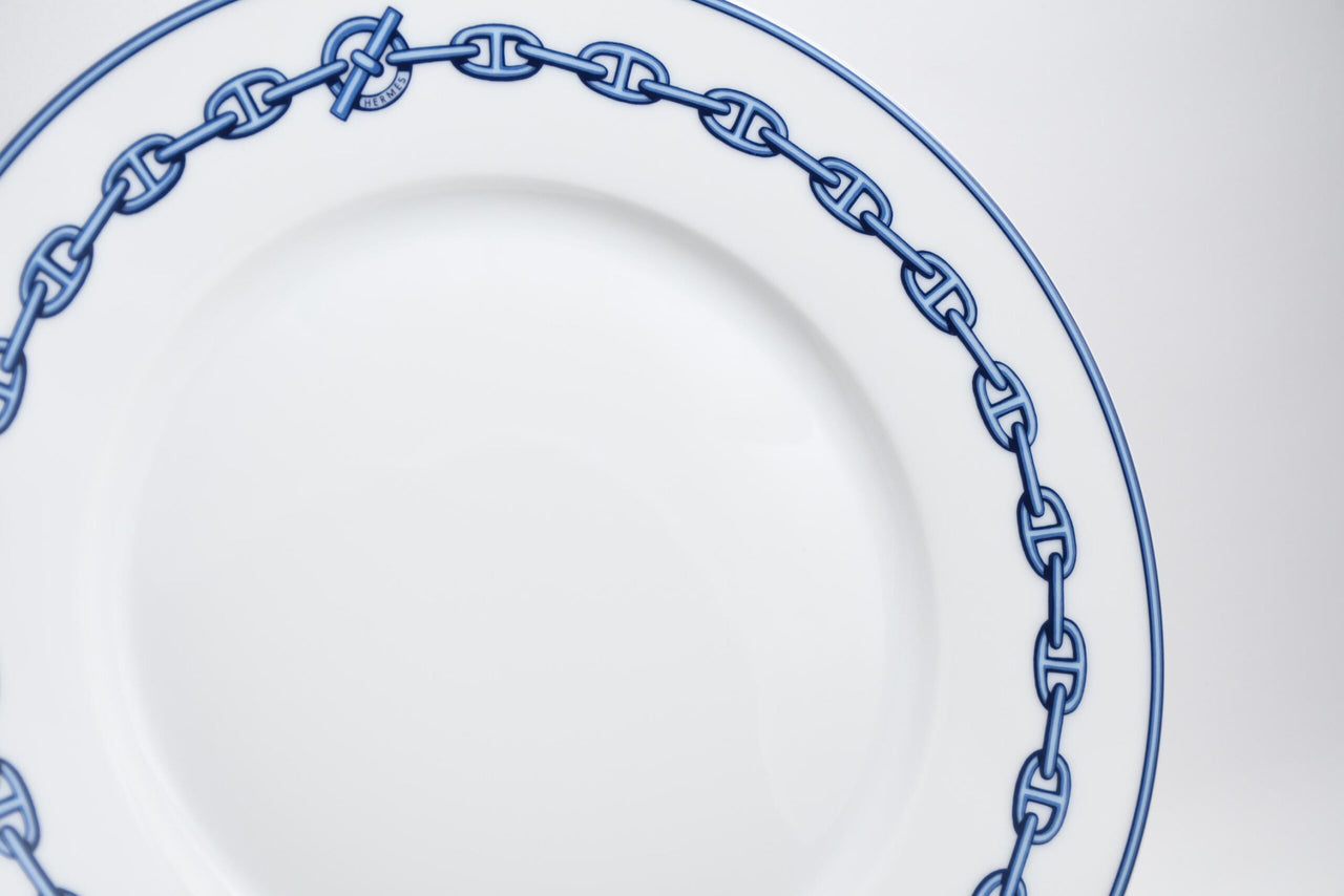 Hermes Chaine D'ancre Dinner Plate 27 cm blue porcelain dinnerware 10.6” 061