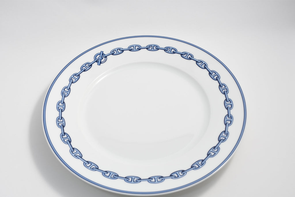 Hermes Chaine D'ancre Dinner Plate 27 cm blue porcelain dinnerware 10.6” 015