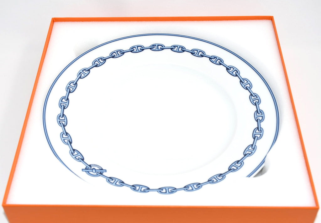 Hermes Chaine D'ancre Dinner Plate 27 cm blue porcelain dinnerware 10.6” 015