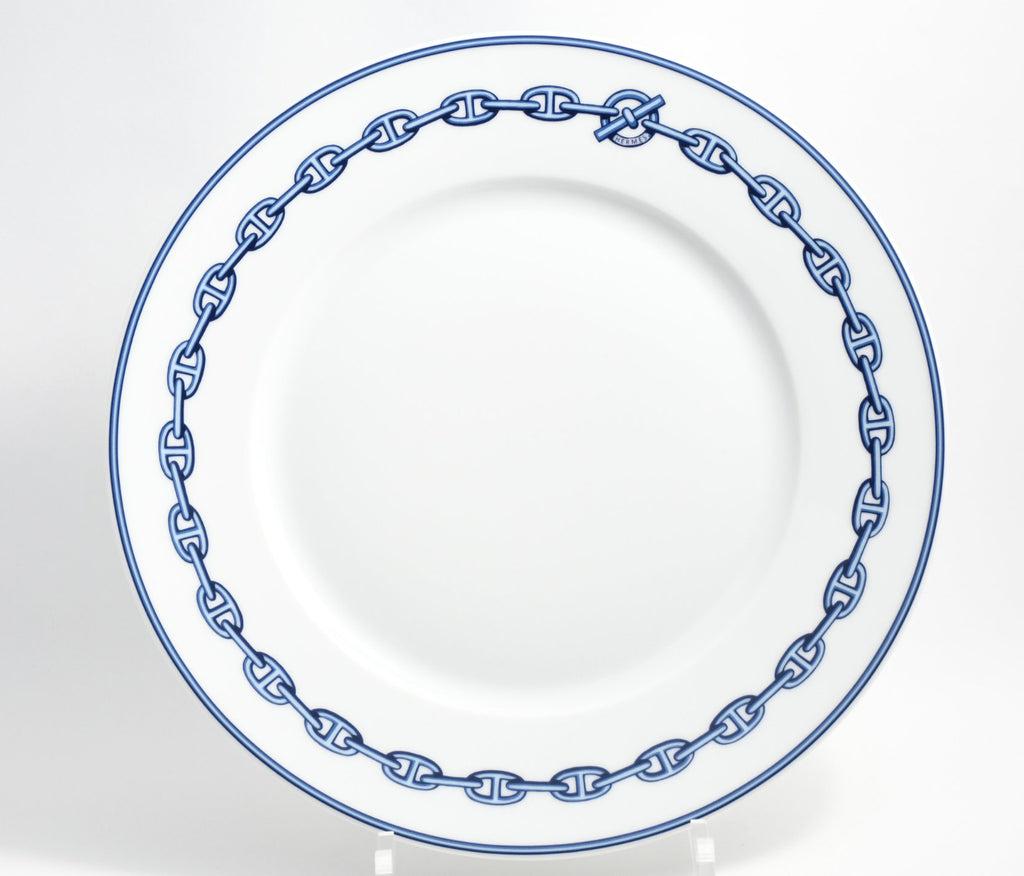 Hermes Chaine D'ancre Dinner Plate 27 cm blue porcelain dinnerware 10.6” 015