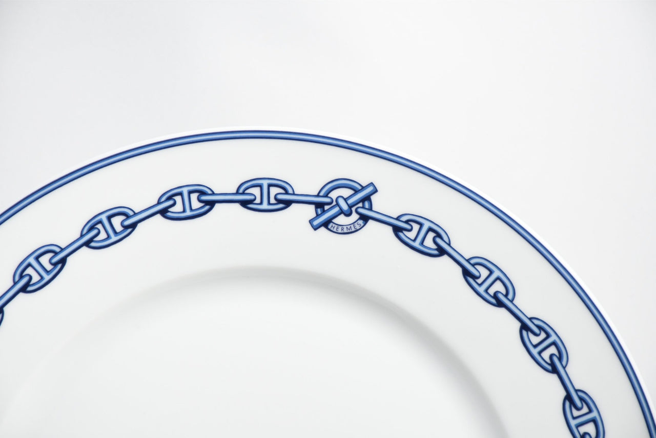 Hermes Chaine D'ancre Dinner Plate 27 cm blue porcelain dinnerware 10.6” 015