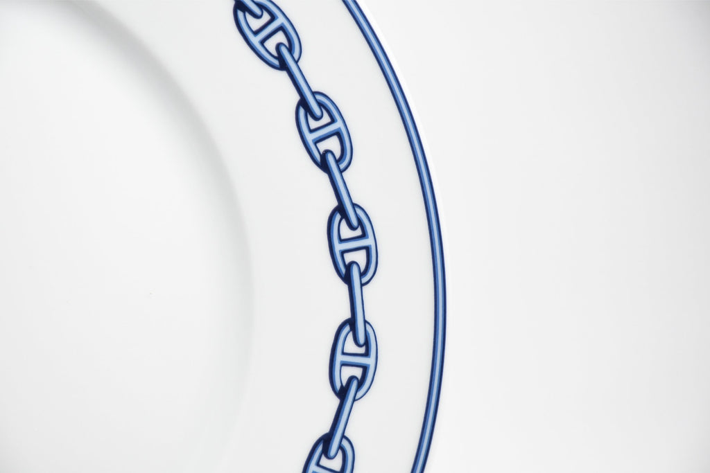 Hermes Chaine D'ancre Dinner Plate 27 cm blue porcelain dinnerware 10.6” 015